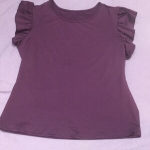 SHEIN Plum Ruffle Sleeve Short Sleeve Tee